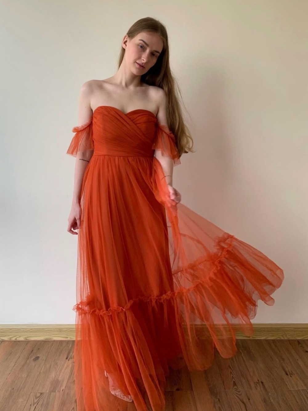 Terracotta Tulle Maxi Length Dress 🏵️